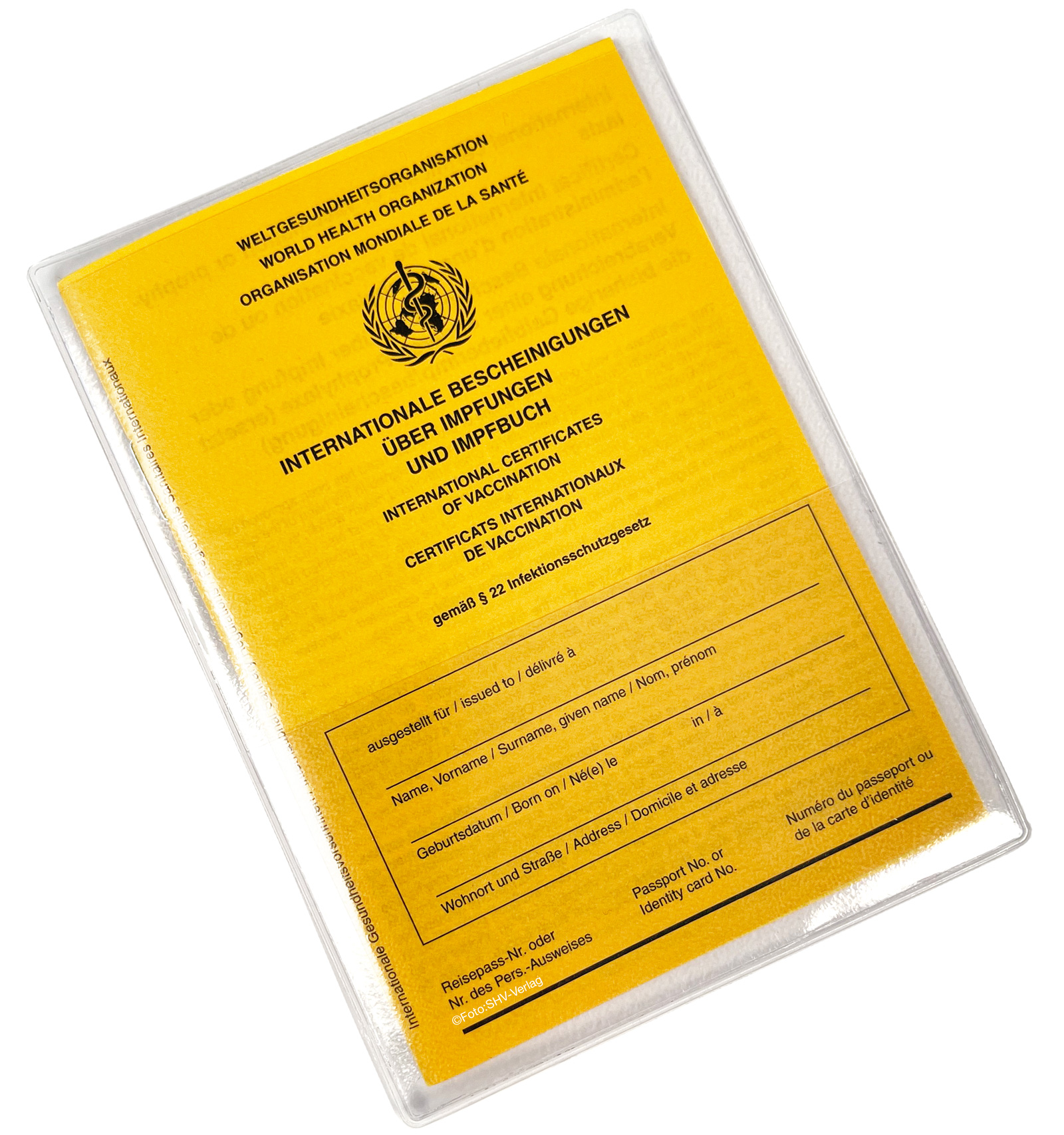 Internationaler Impfausweis Standard Impfpass + transparente Schutzhülle, Ausführung 2021