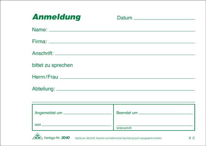 Besucher-Anmeldung - Block