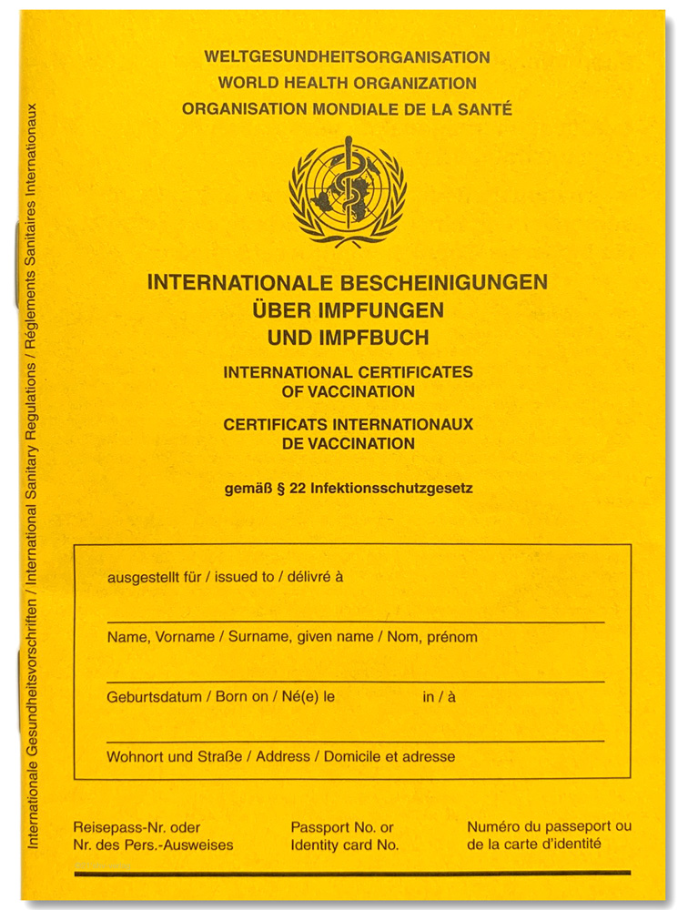 Impfausweis, Impfpass, Internationales Impfbuch, Format 9,3 x 13 cm Impfausweis, Impfpass, Internationales Impfbuch, Format 9,3 x 13 cm